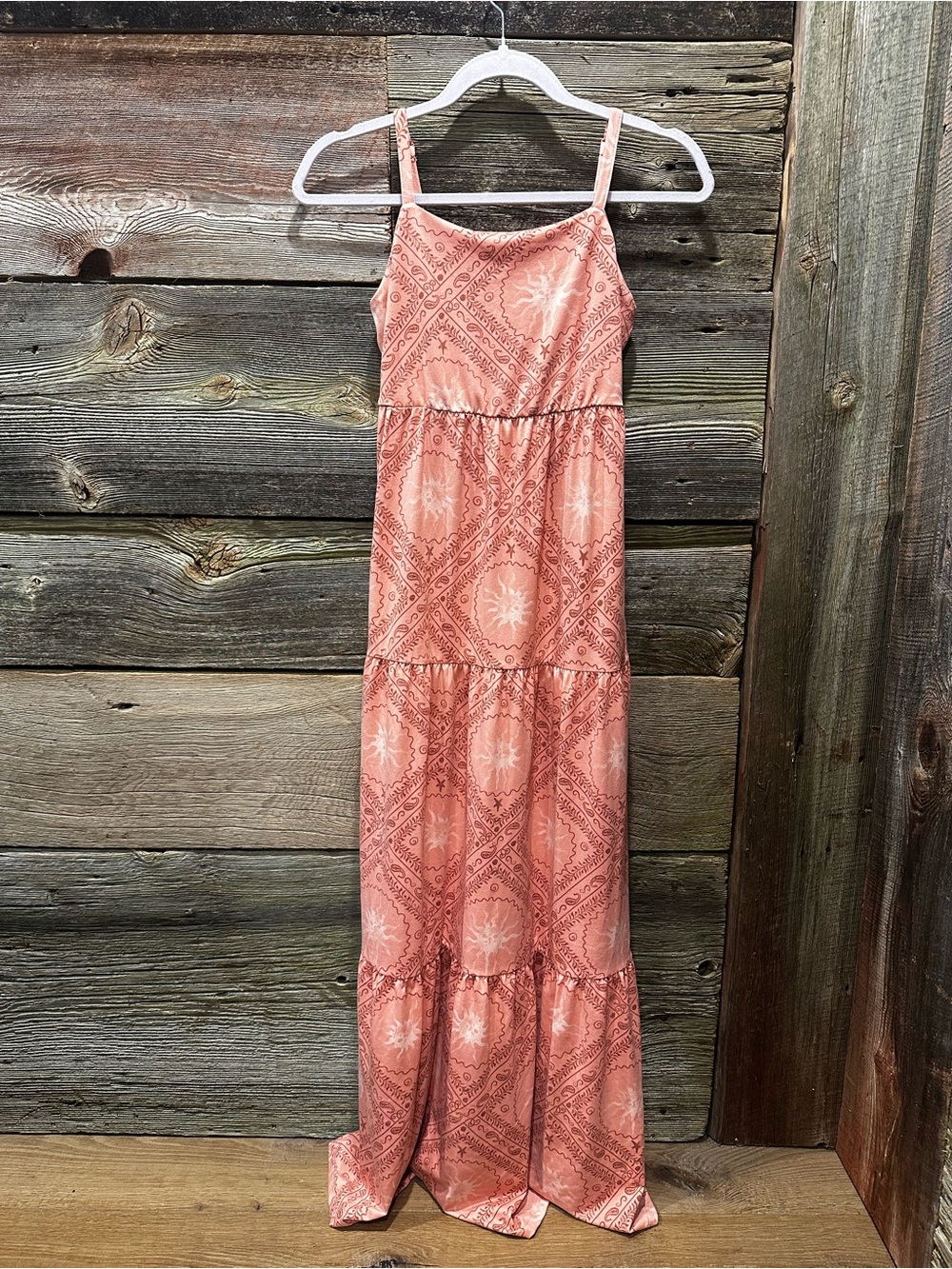 Coral Print Spaghetti-Strap Maxi Dress Juniors XS